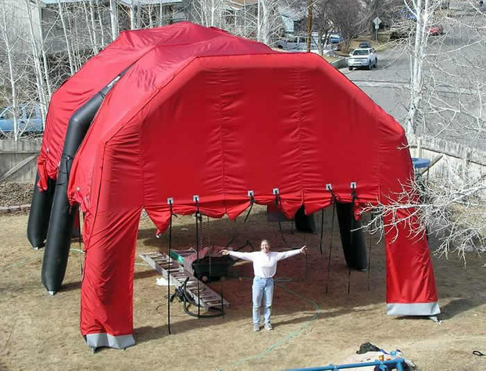 inflatable tent structure as large as a barn